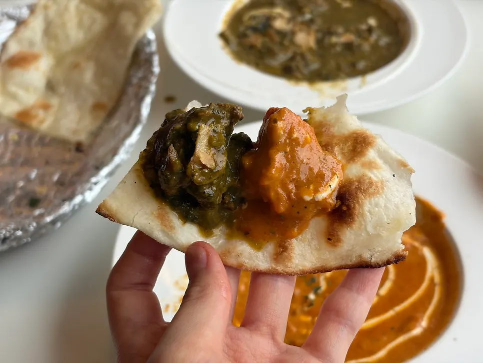 Close-up of lamb spinach curry