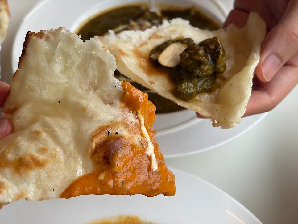 Curry and naan served together
