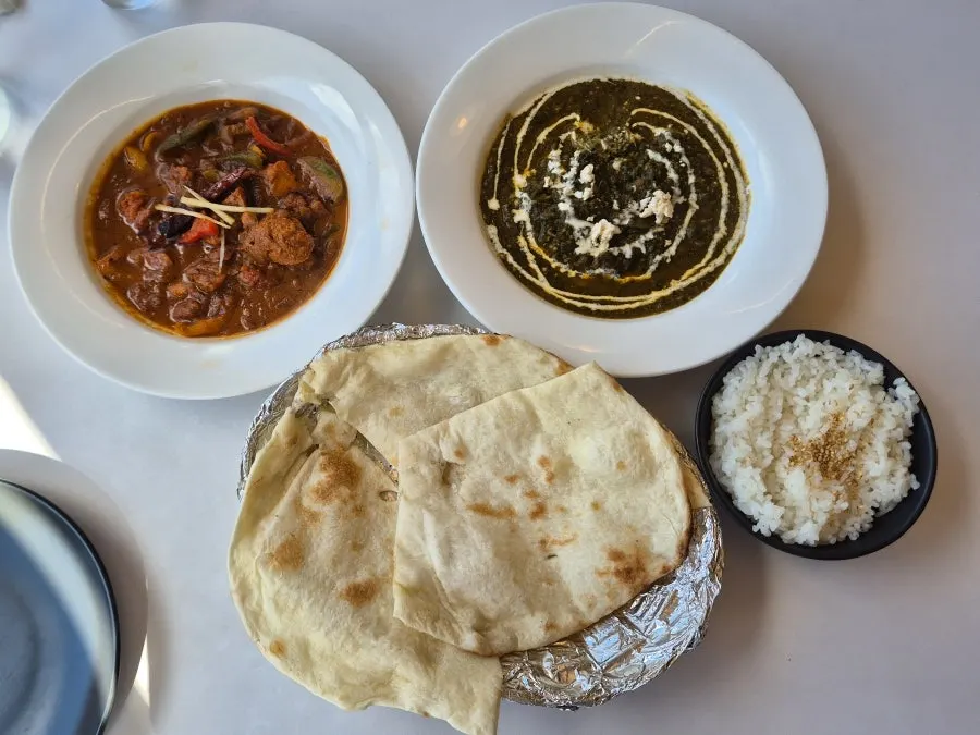 Menu section showing vegetarian curry options