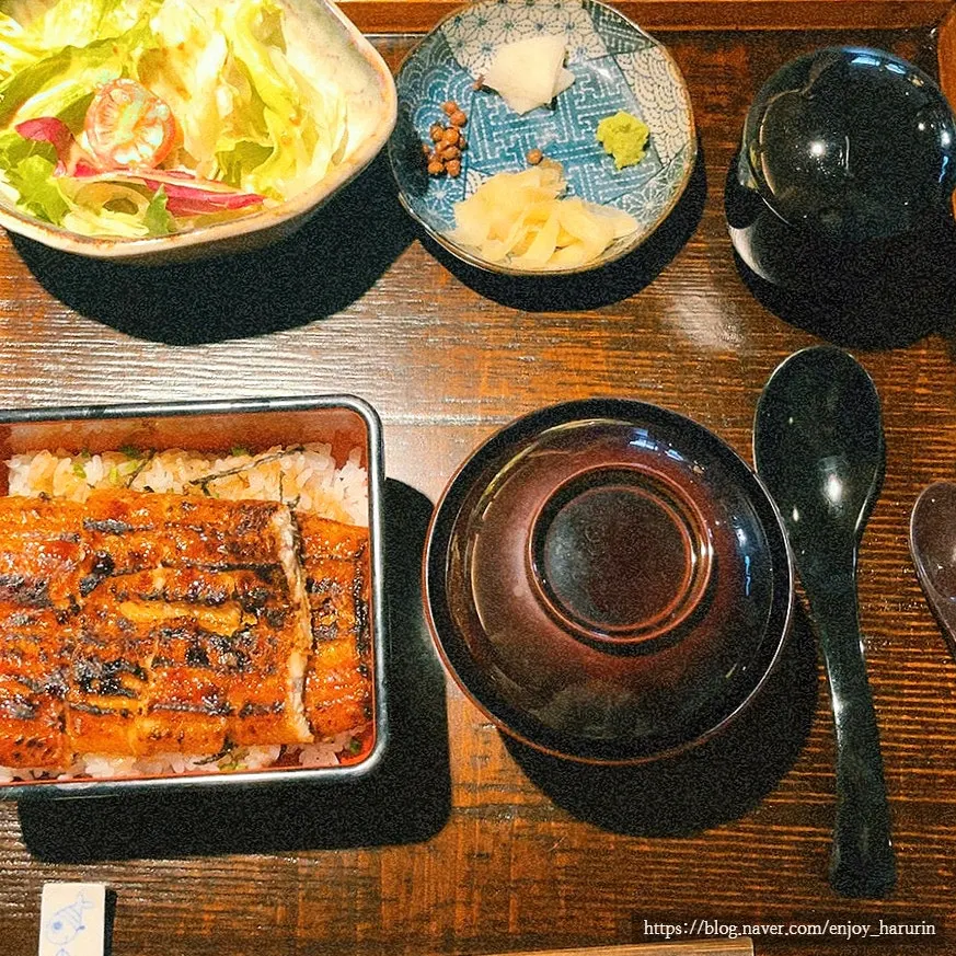 The half portion eel rice bowl set meal