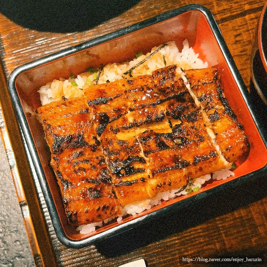 A single piece of the half portion eel rice bowl