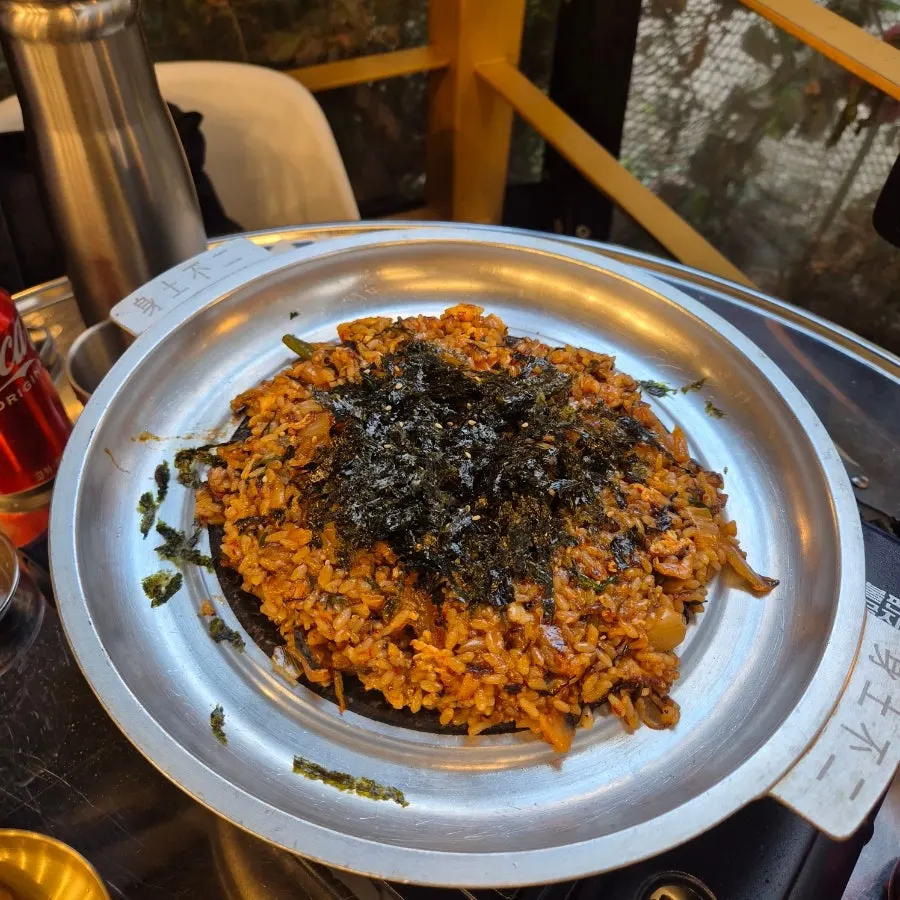Fried rice cooked in the kitchen at Hwang Gop