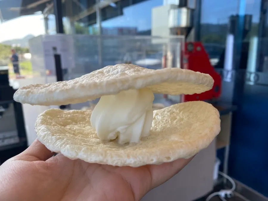 Two bbeong-scream servings of ice cream on bbeongtwigi