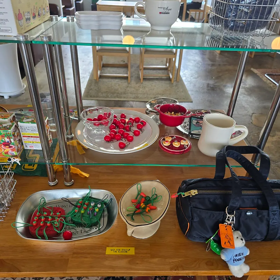 Cute items including key rings and buttons