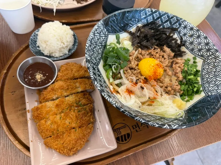 Myeonsikdang's mazesoba with side hire katsu