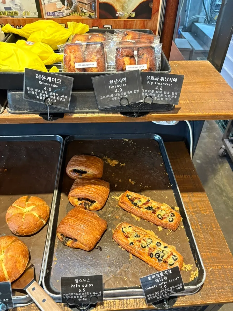 Bakery shelf with various types of bread