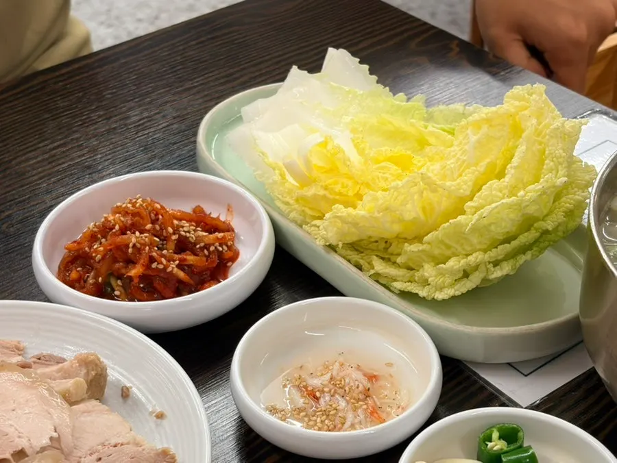 Napa cabbage wraps served with bossam