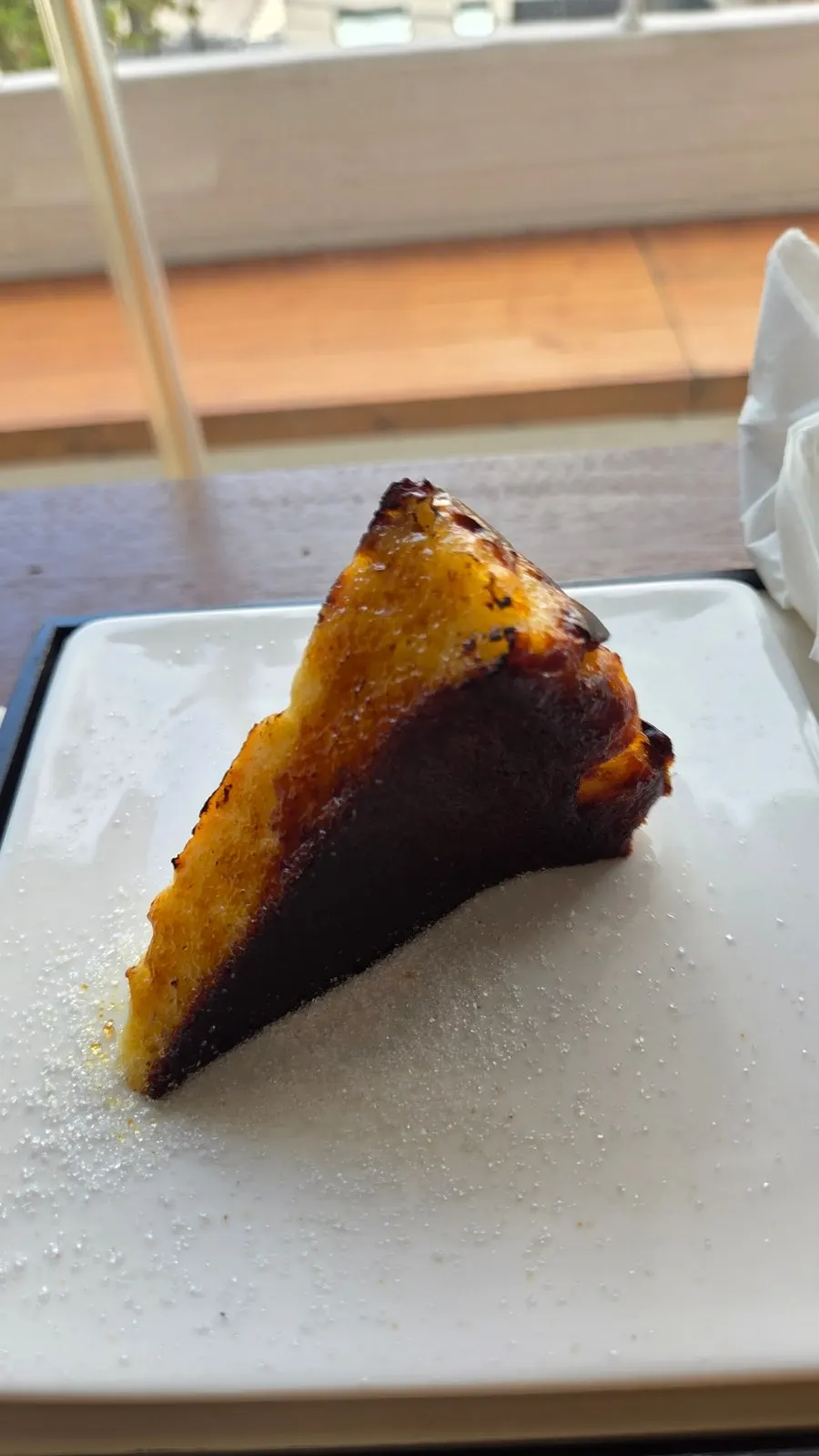 Rose white tea paired with Basque cheese brûlée