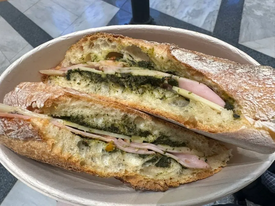 Basil baguette sandwich
