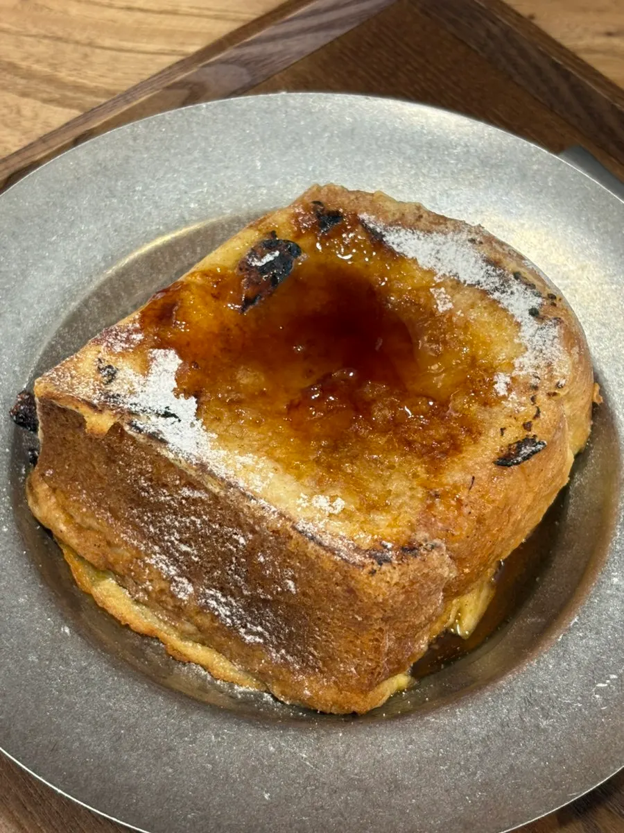 Aged French toast and iced Americanos