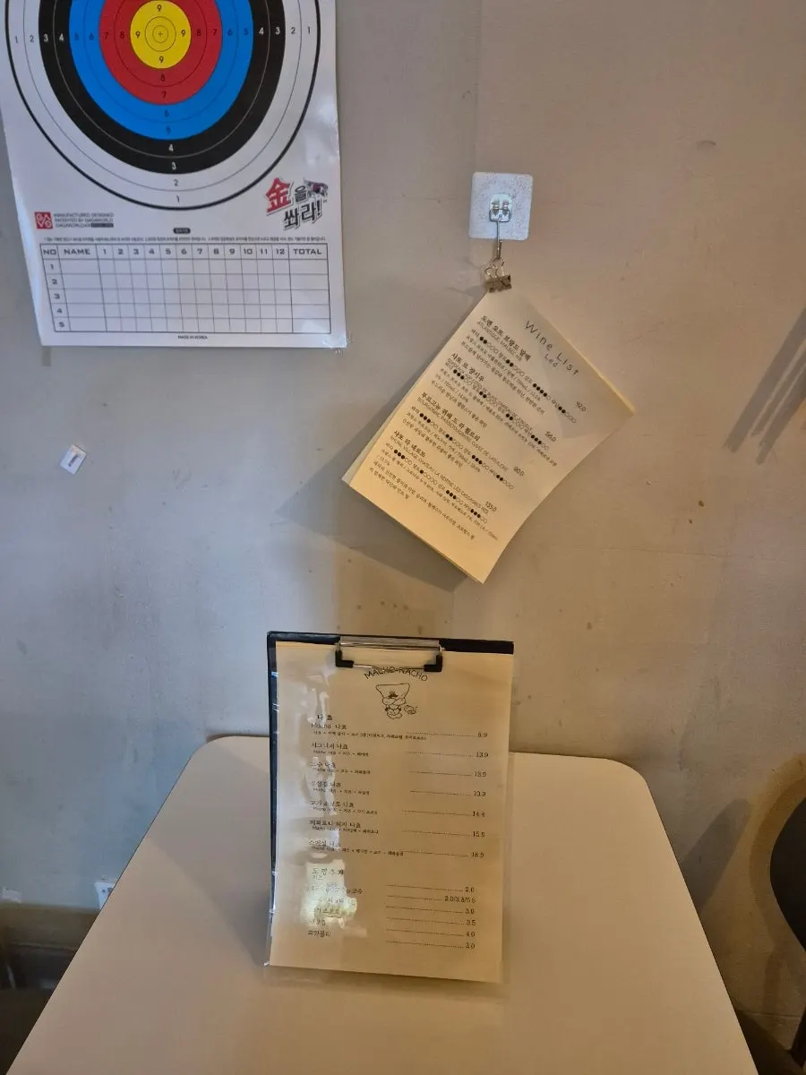 Macho Nacho's menu written in both Korean and English