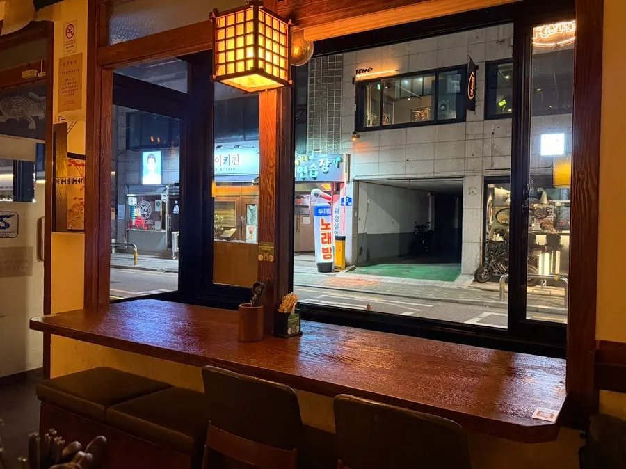 Window-side seating at Jeongju Ilga with the open window