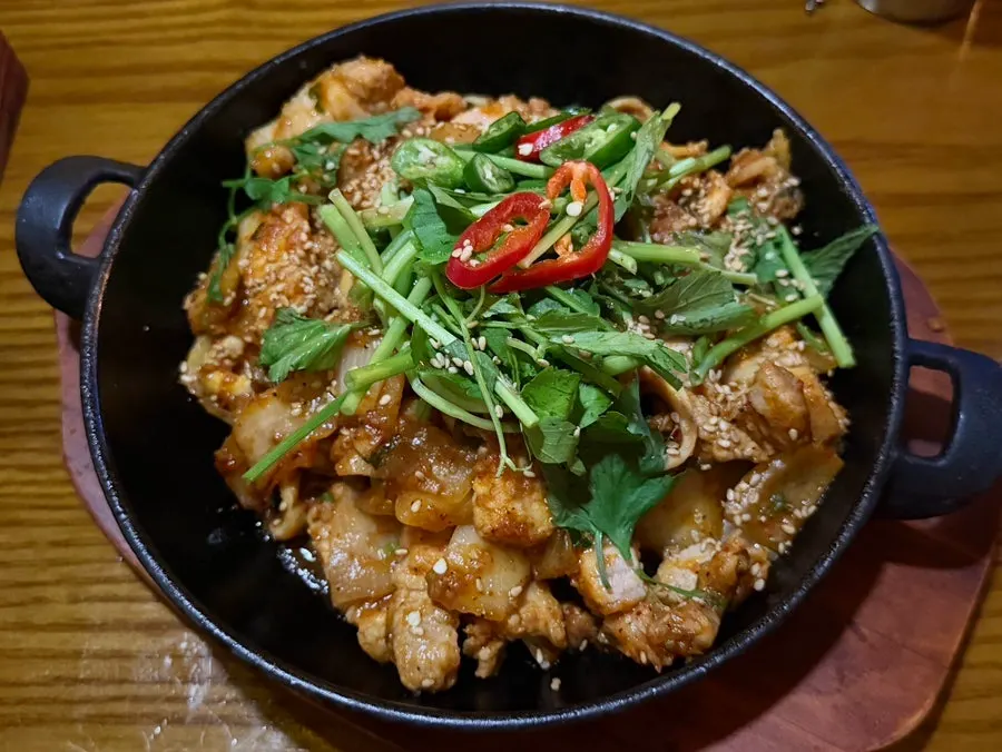 Squid pork belly stir-fry loaded with ingredients