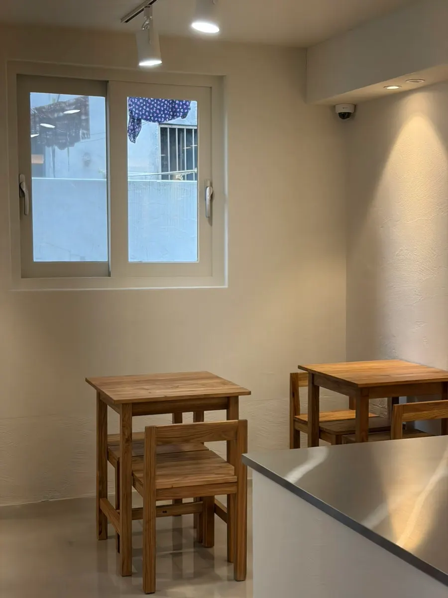 Seating and interior design of the café