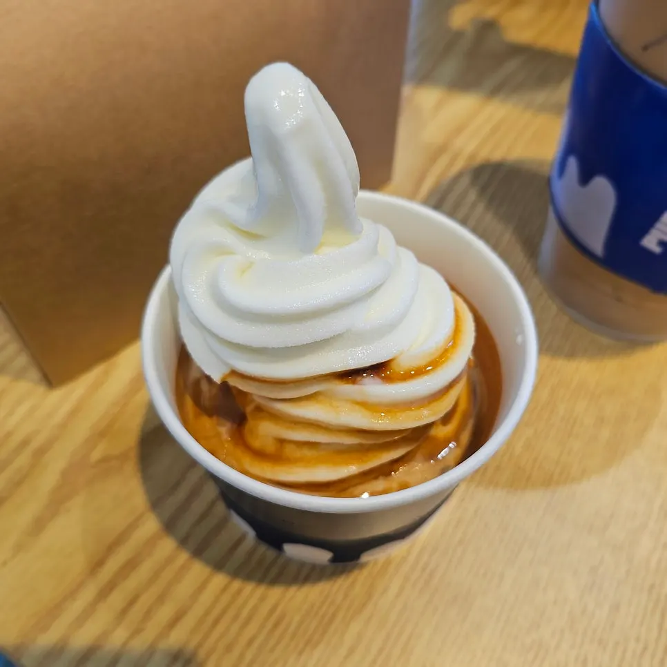 Affogato topped with soft serve