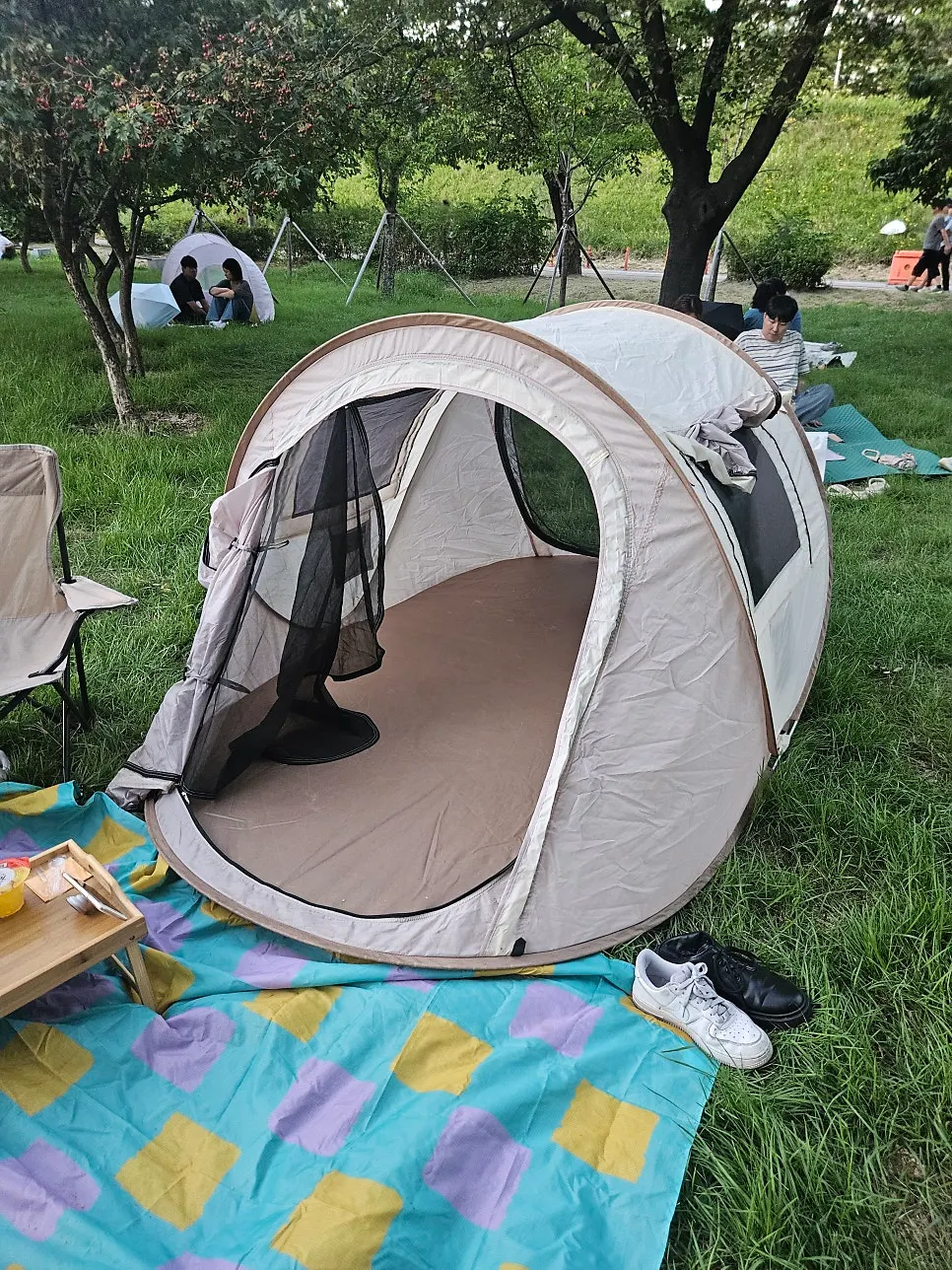 Tidied interior of the tent
