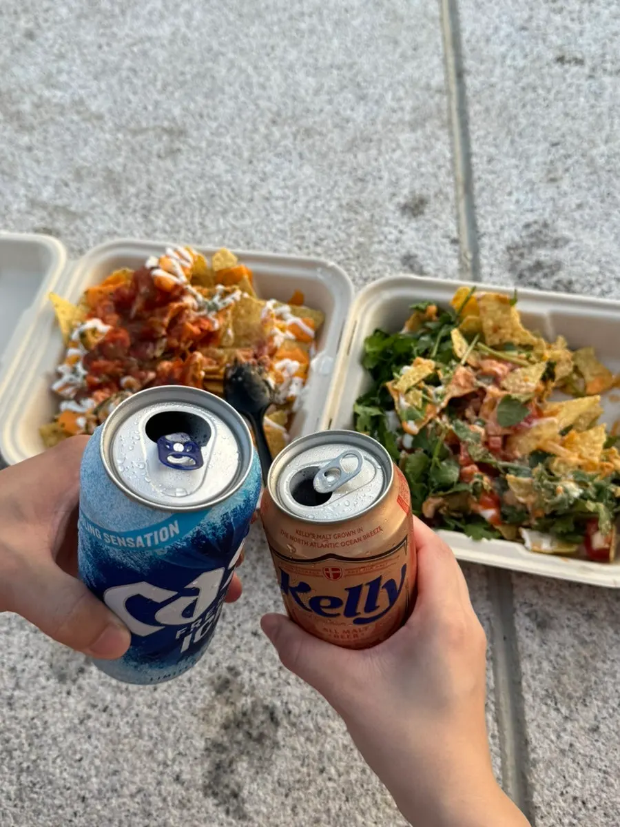 Crushed nachos mixed with sauces