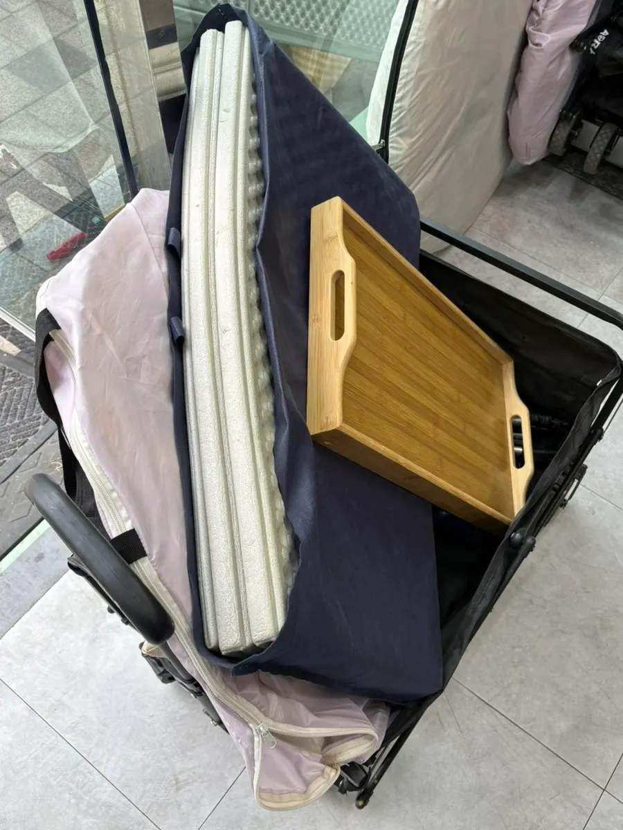 Picnic gear loaded onto a wagon