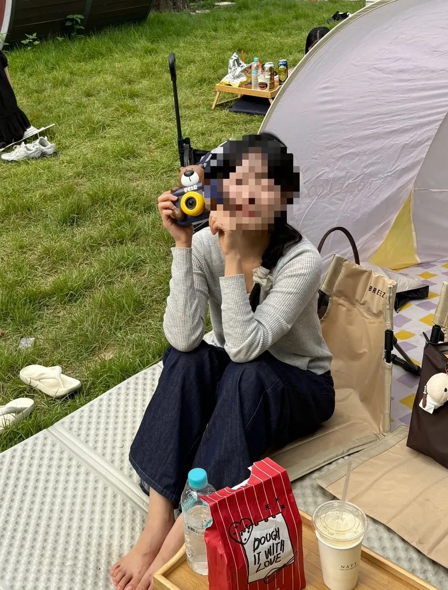 Han River picnic spot set up with table and chairs