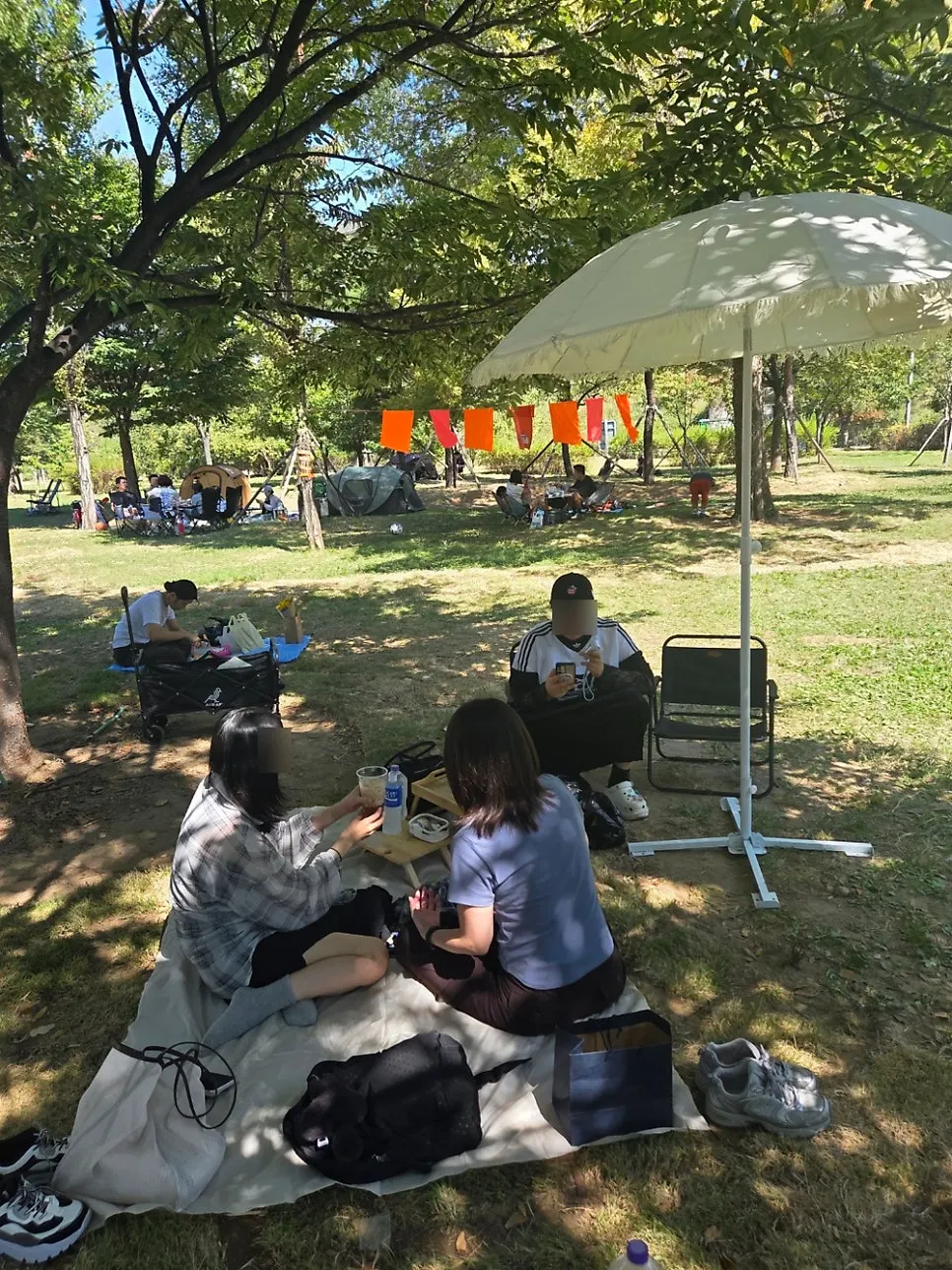 Friends sitting at the picnic spot
