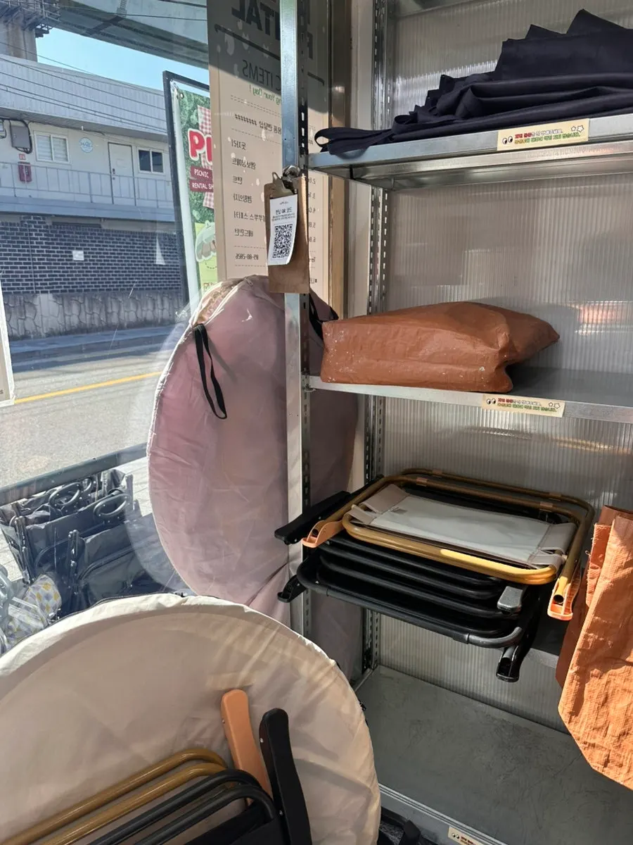 Picnic spot bathed in fall afternoon sunlight at Mangwon Han River Park