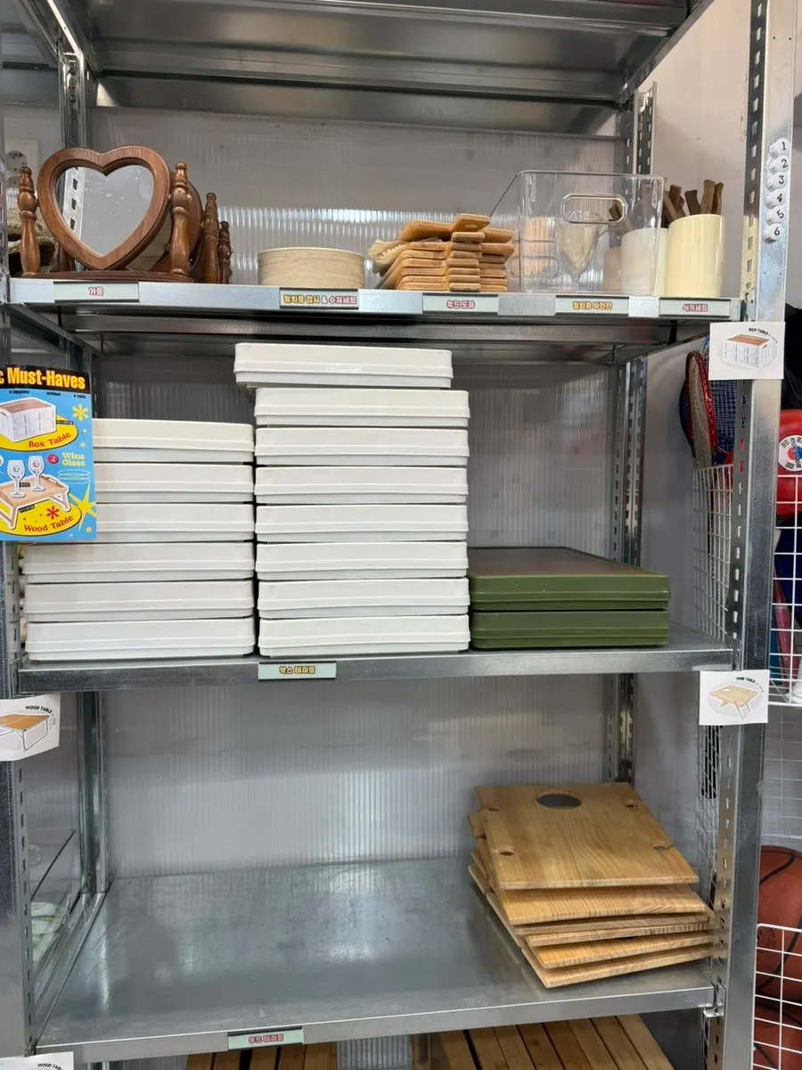 Picnic gear neatly arranged inside the store