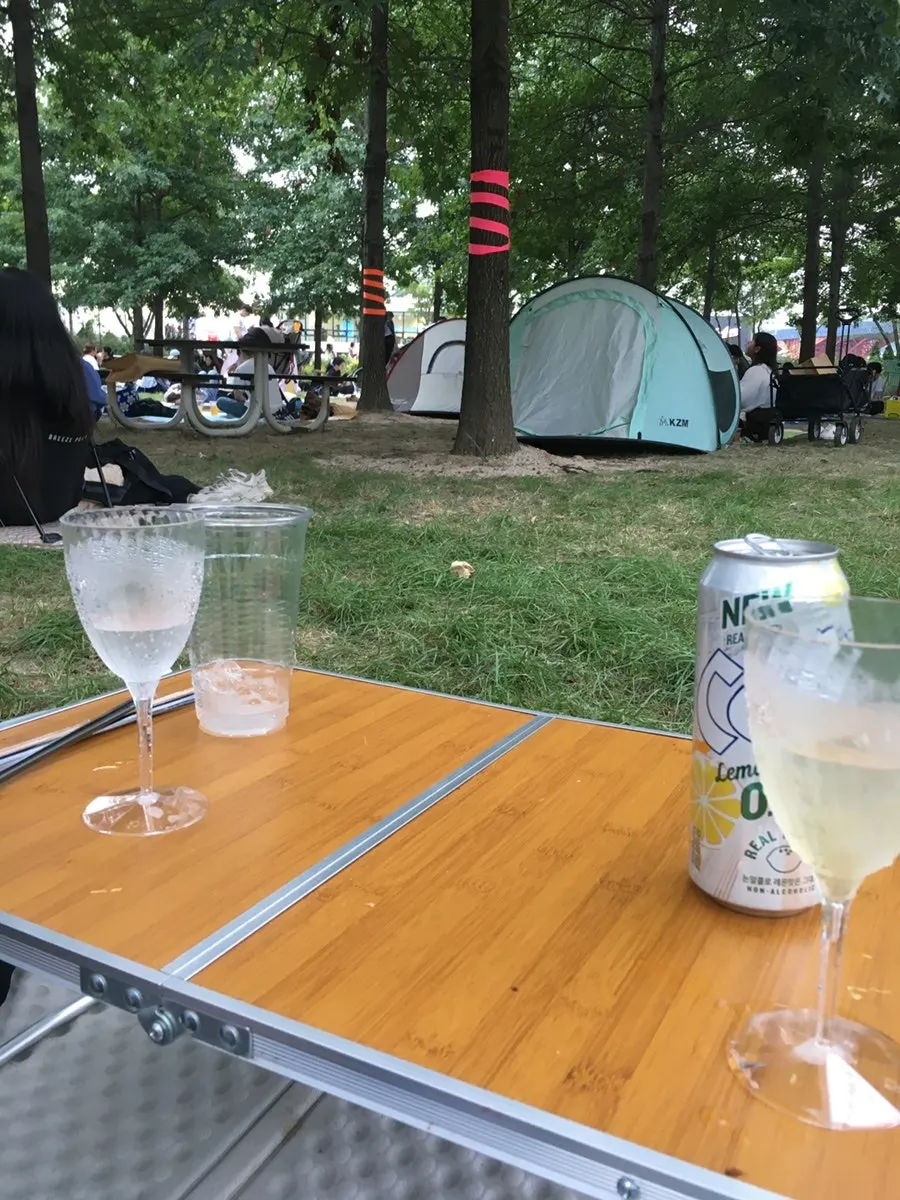 Picnic chair set next to the mat