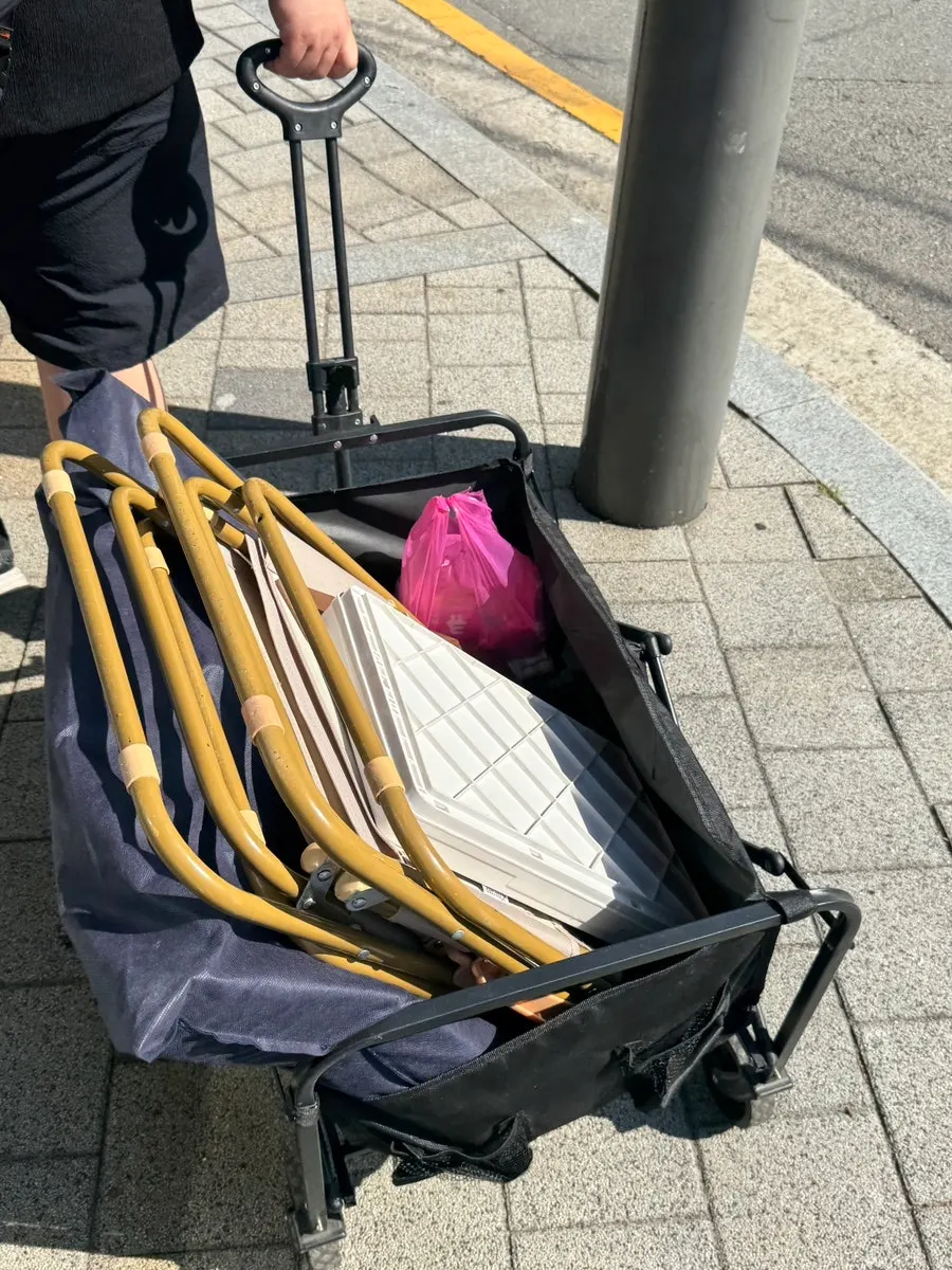 Wagon loaded with picnic gear