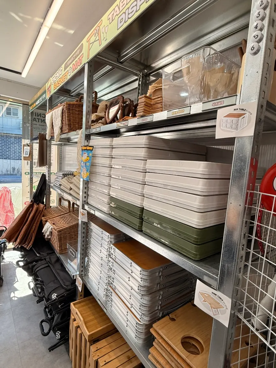Rental tables including wood and box tables