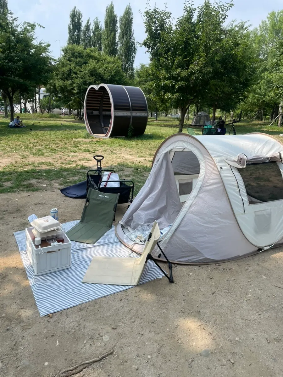 First scene of a Mangwon Han River Park picnic outing