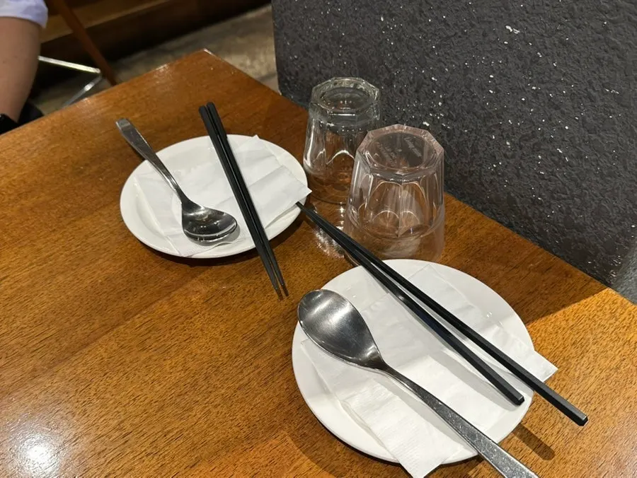 Basic table setting with water glasses