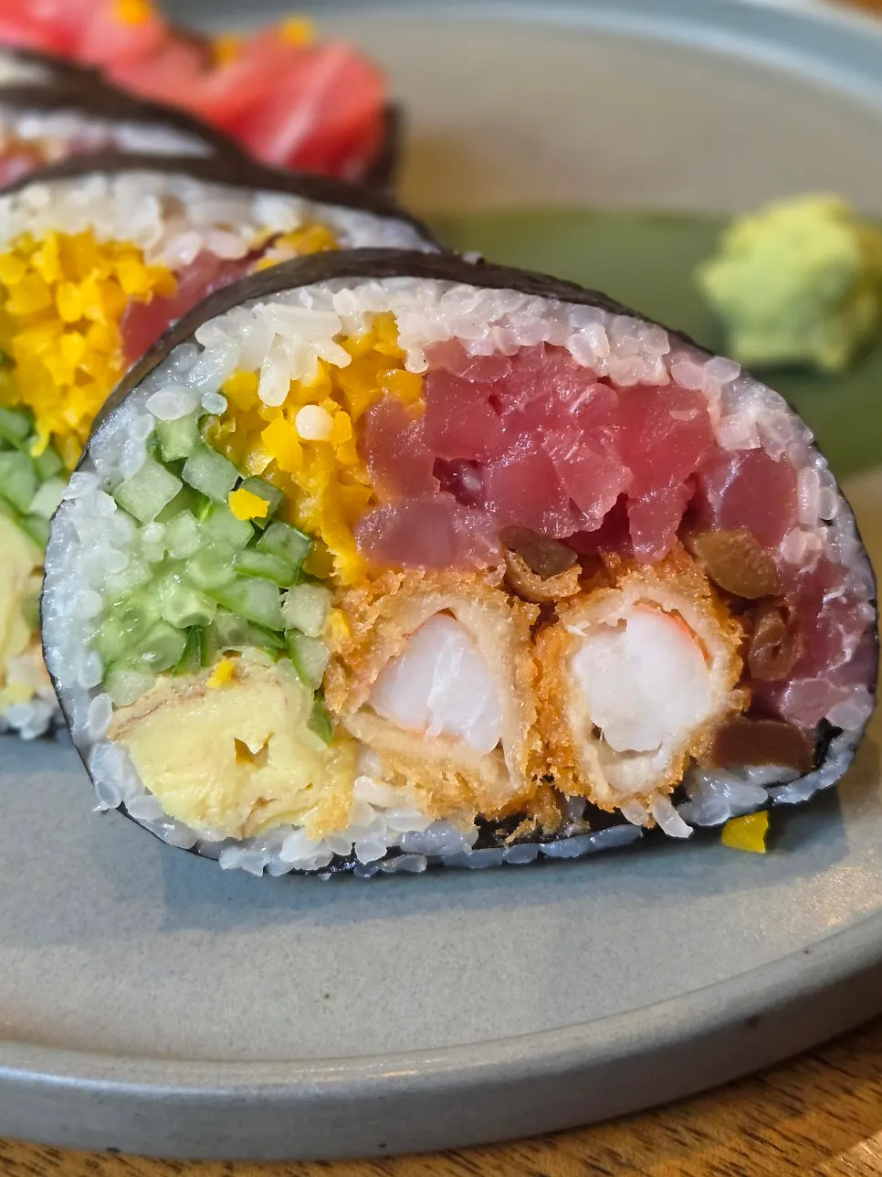 A plate of Padong's oversized futomaki