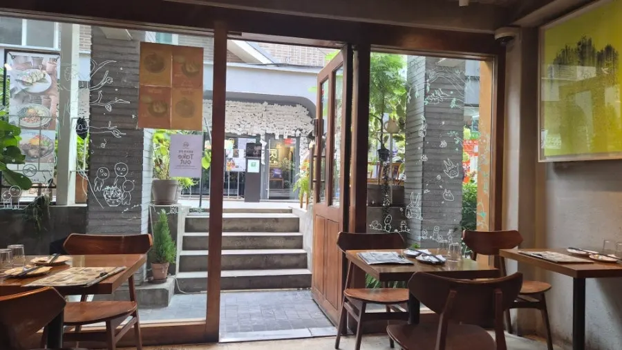 Basement-level indoor seating at Padong