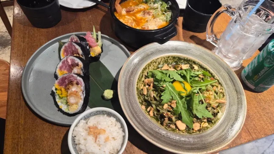 Padong's three dishes paired with a drink