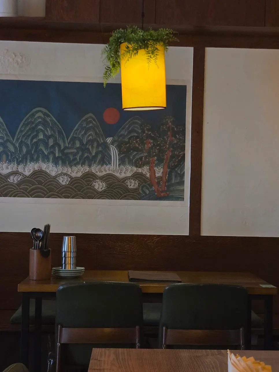 Warm-toned interior lighting at Jeongju Ilga