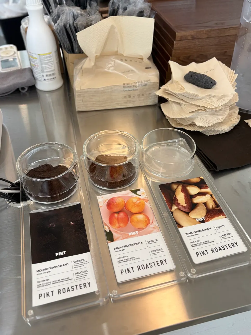 Menu board at PICT Roastery Mangwon Branch