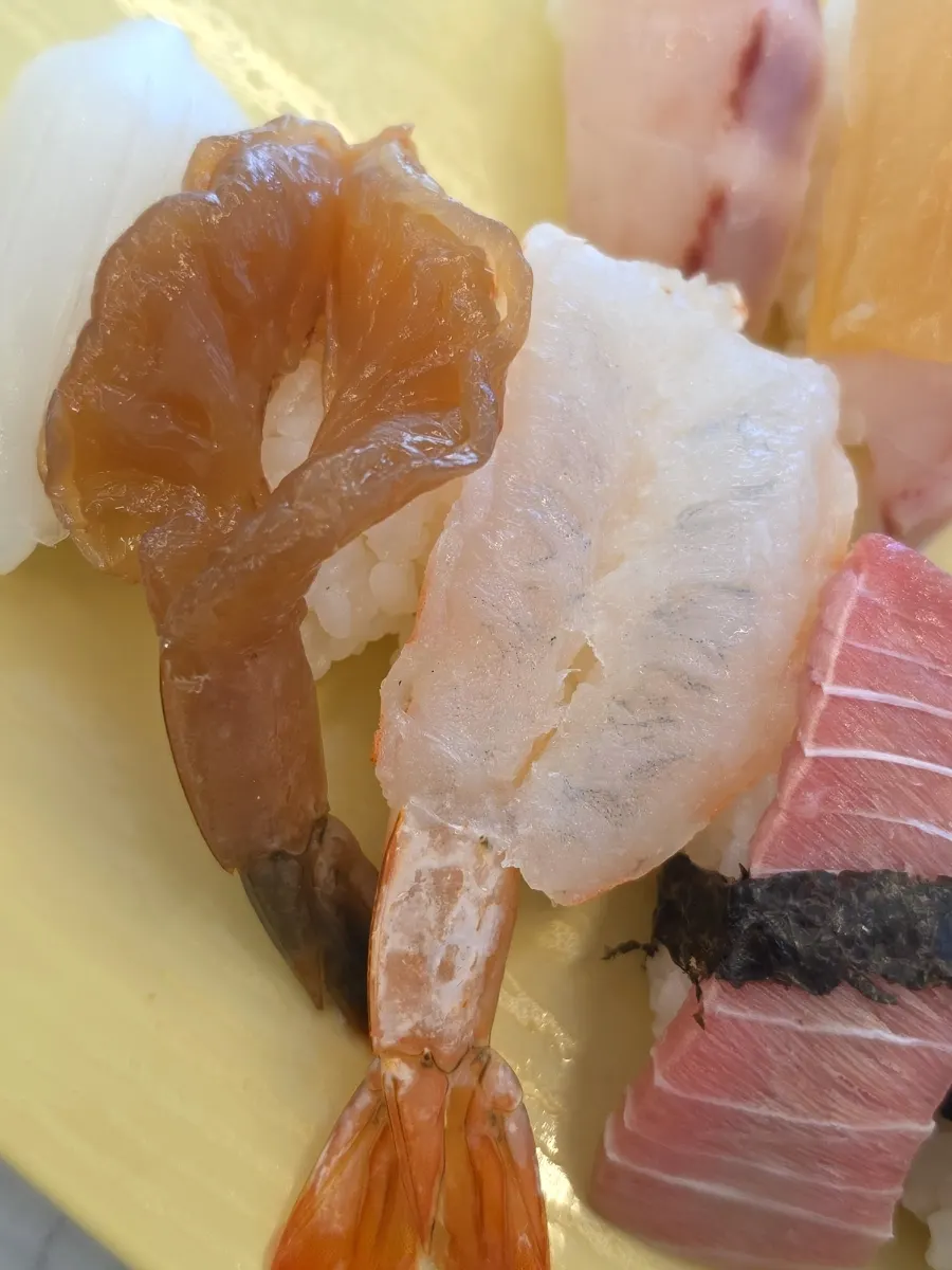 Marinated shrimp sushi and red shrimp sushi