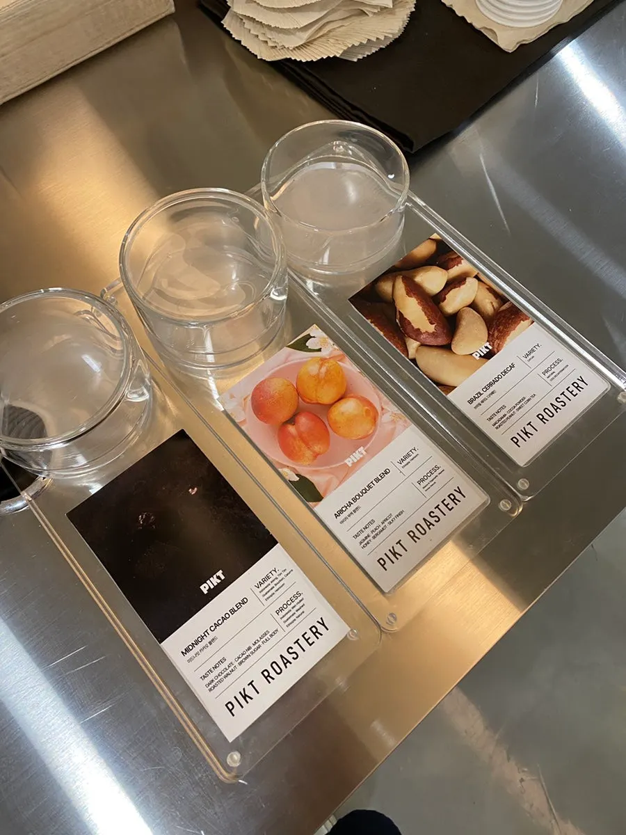 Menu listing coffee and dessert options