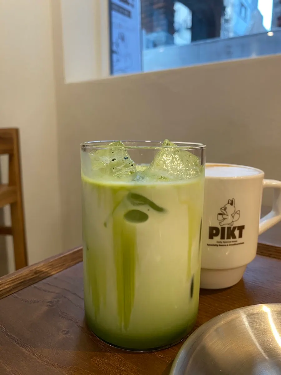A cup of green Kyoto matcha latte
