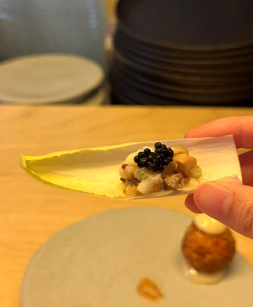 Truffle ricotta and beet pickle tart