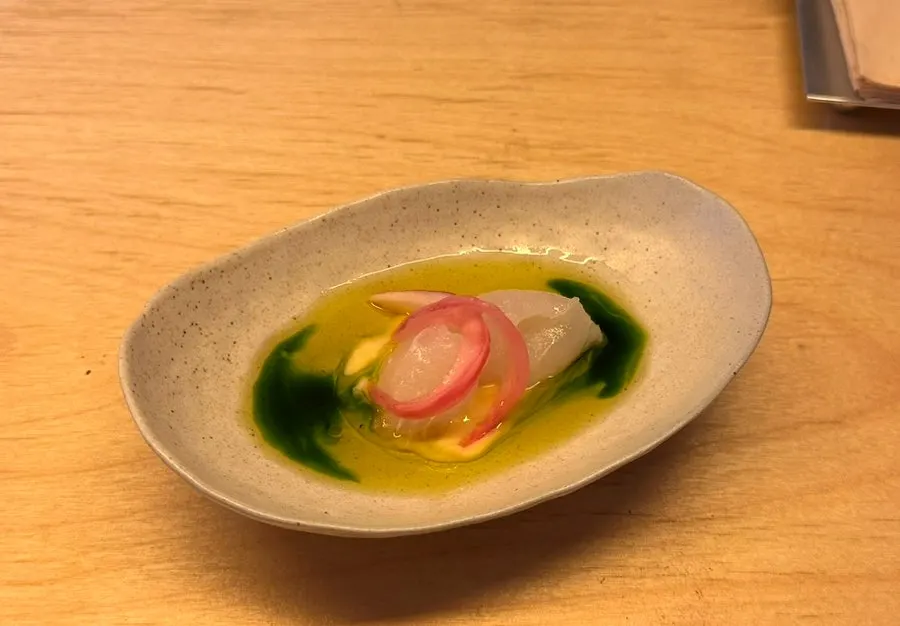 Aged fluke with vinegared miso
