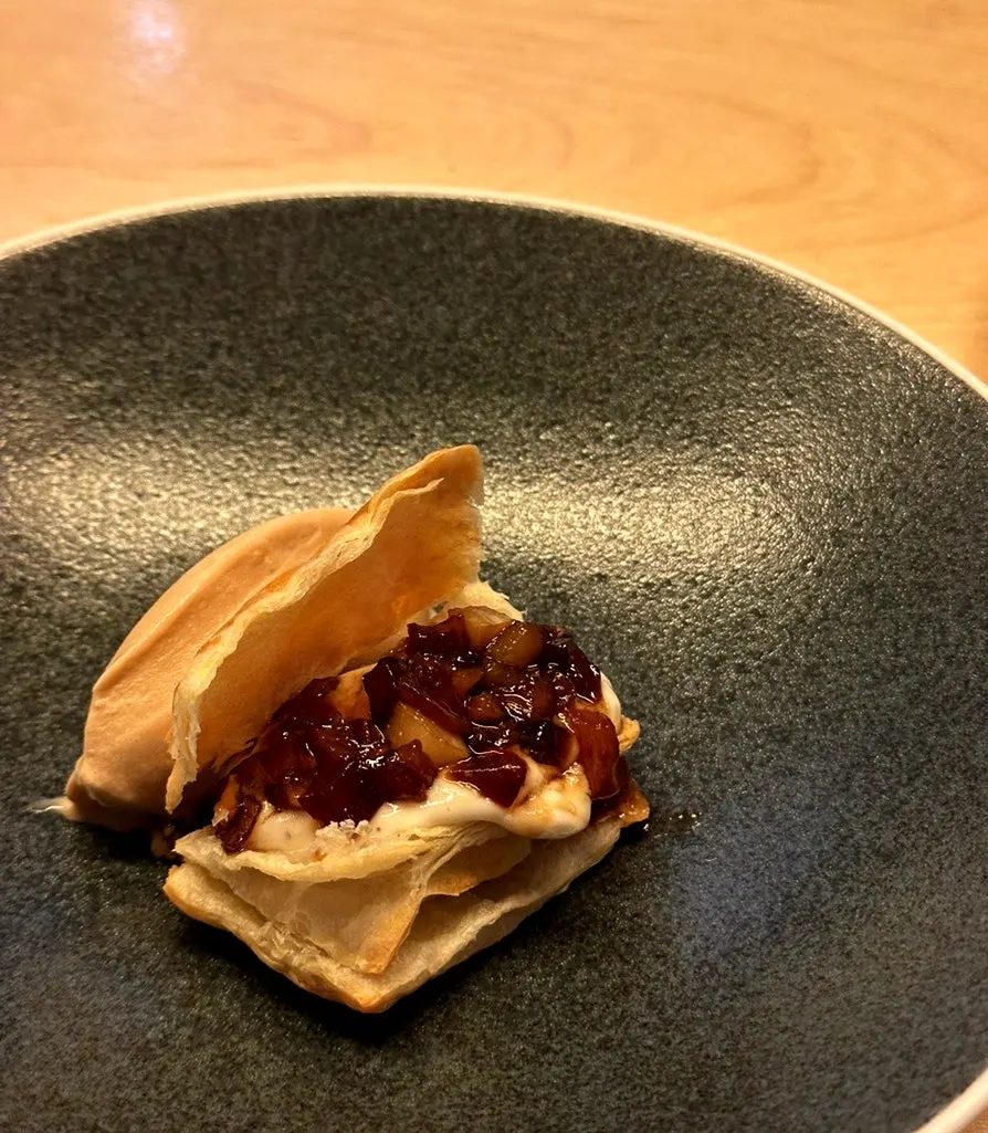 Mille-feuille with walnut ice cream