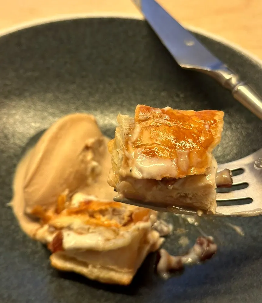 Peach compote mille-feuille dessert