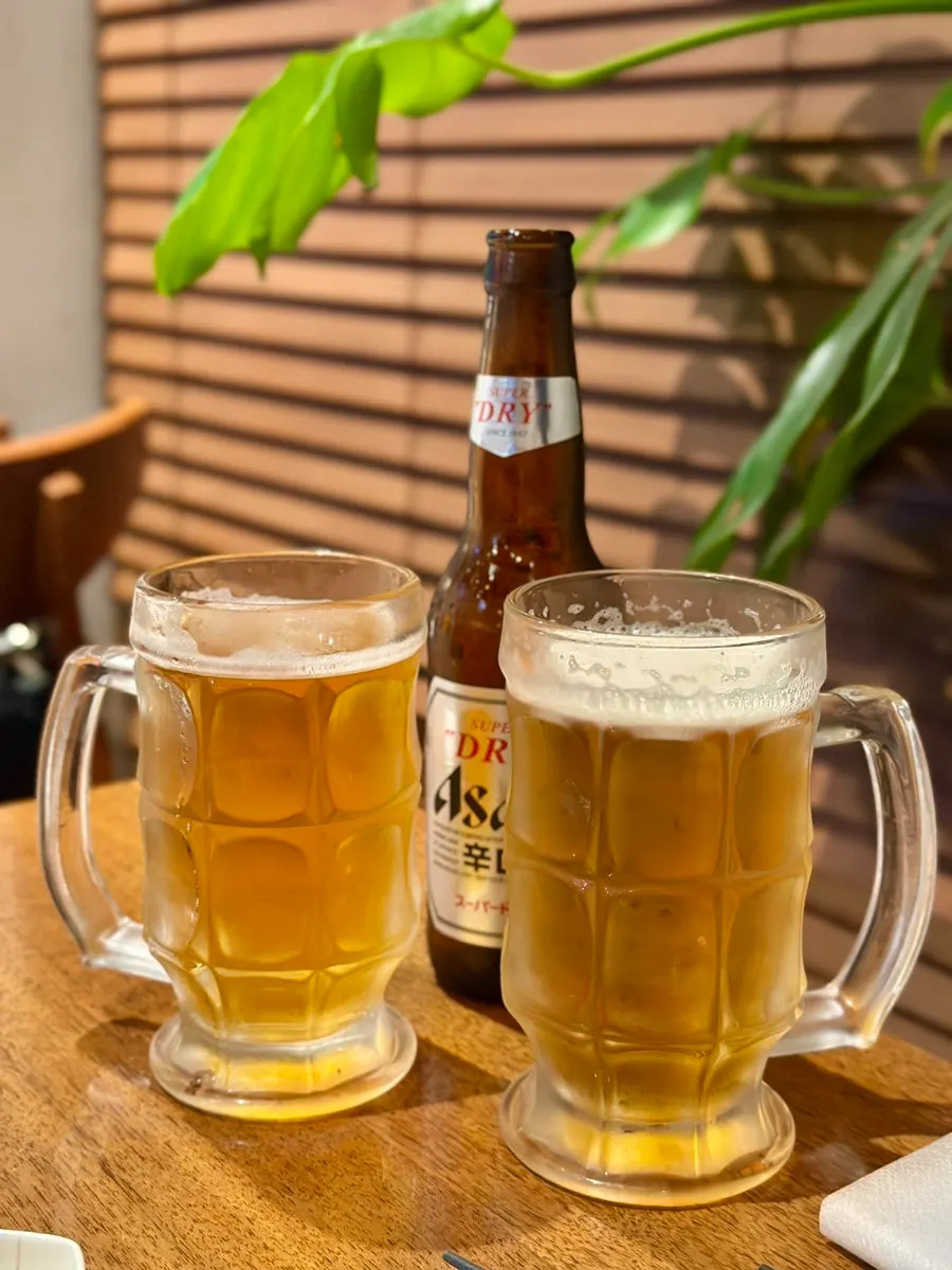 Cold beer with the basic side dishes