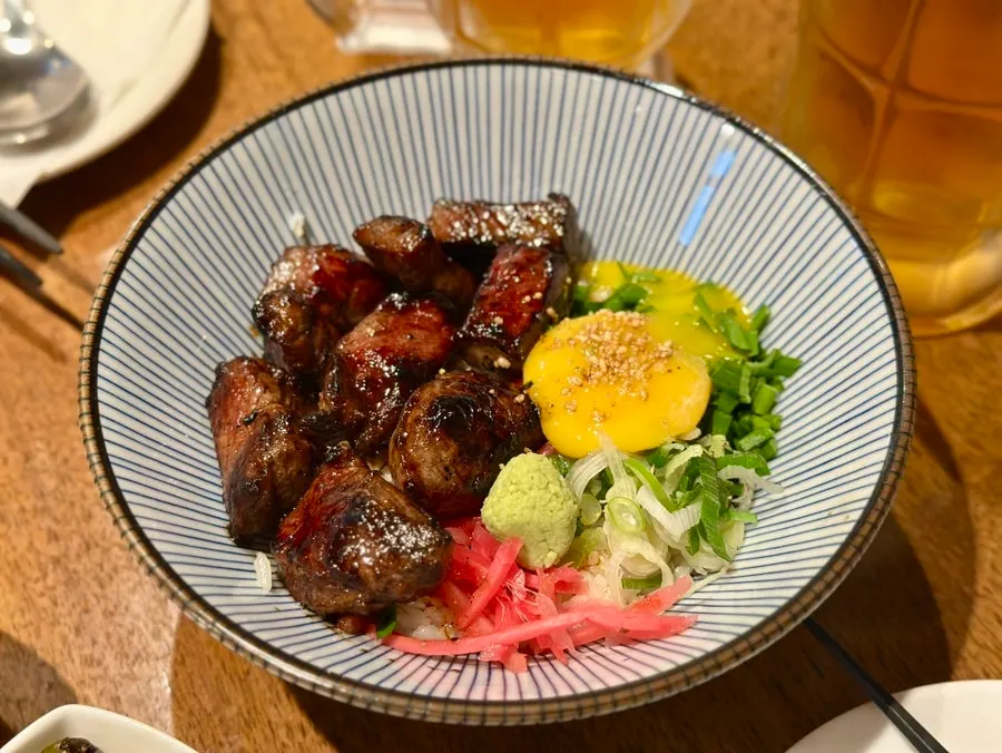 Padong’s basil soba and steak rice bowl