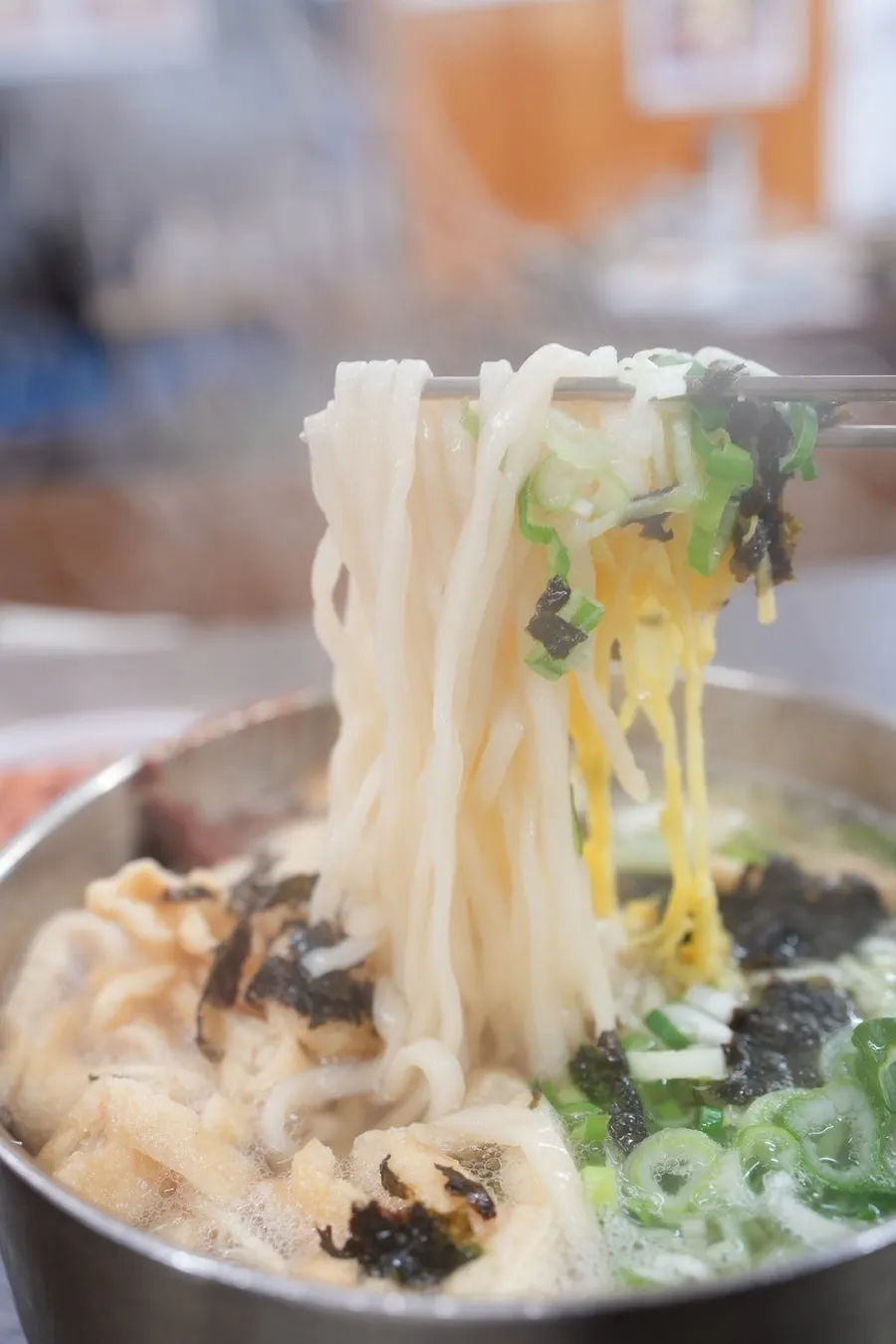 Steaming hot bowl of anchovy kalguksu