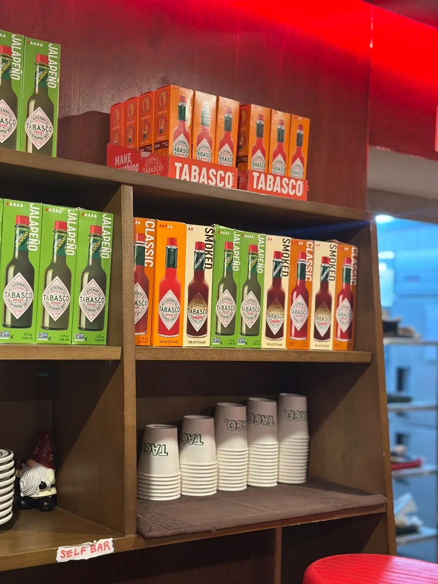 Taco Dot's interior with an overseas feel