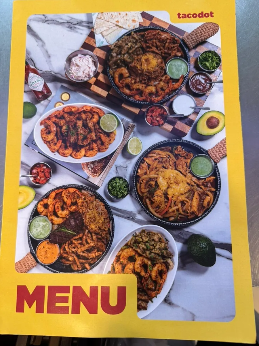 Menu board at Taco Dot Mangwon Market Main Branch