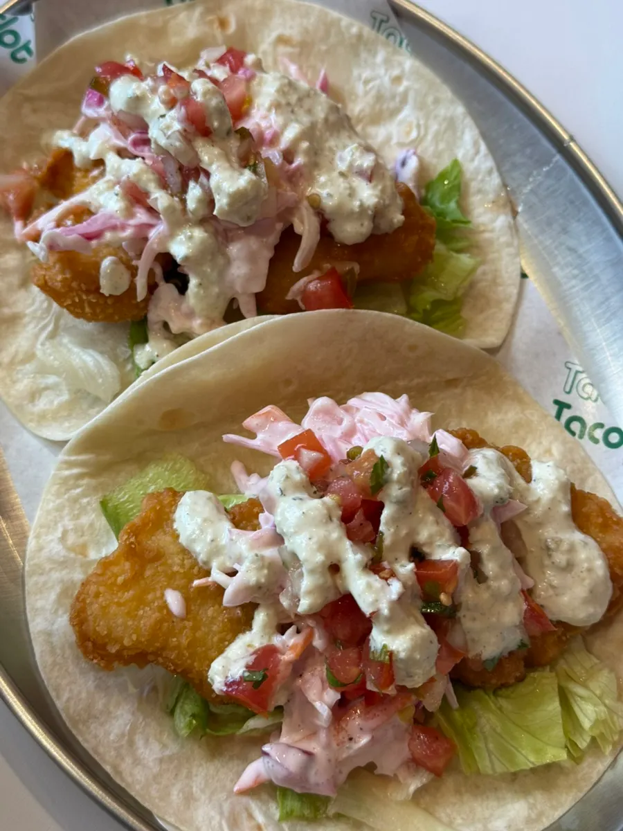 Taco Dot's pulled pork taco, generously filled with meat