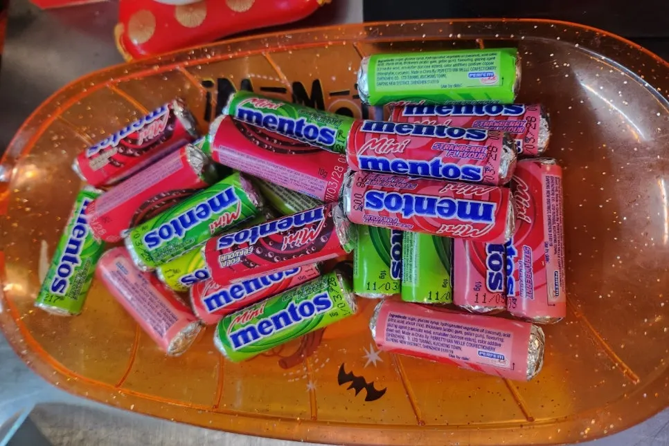 Mentos offered to guests after their meal